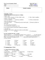 Tải Đề kiểm tra 1 tiết số 3 học kì 1 lớp 7 môn tiếng Anh - Đề kiểm tra 45 phút môn tiếng Anh lớp 7 trường THCS Chu Văn An có đáp án