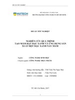 Nghiên cứu quá trình tạo mầm hạt đậu xanh và ứng dụng sản xuất bột đậu xanh nảy mầm 