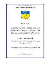 Giải pháp nâng cao hiệu quả quy trình quản lý dự án đầu tư xây dựng các công trình dân dụng 