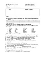 Tải Đề kiểm tra 1 tiết số 3 môn Tiếng Anh lớp 7 THCS Tam Đảo, Vĩnh Phúc - Đề kiểm tra môn tiếng Anh lớp 7