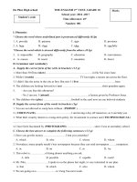 Tải Đề thi giữa học kỳ 1 môn tiếng Anh lớp 10 trường THPT Đa Phúc, Hà Nội năm học 2016 - 2017 có đáp án - Đề kiểm tra giữa kì 1 môn tiếng Anh lớp 10 có đáp