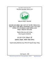 (Luận văn thạc sĩ) Đánh giá hiệu quả xử lý nước thải của nhà máy chế biến tinh bột sắn Văn Yên Công ty Cổ phần Lâm nông sản thực phẩm Yên Bái
