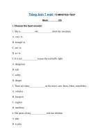 Tải Đề kiểm tra 15 phút học kì 2 môn Tiếng Anh lớp 7 có đáp án năm học 2019 - 2020 - Đề kiểm tra tiếng Anh lớp 7 mới có đáp án