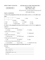 Tải Đề thi giao lưu học sinh giỏi môn tiếng Anh lớp 6 huyện Tam Dương, Vĩnh Phúc năm học 2014 - 2015 - Đề thi học sinh giỏi tiếng Anh lớp 6 có đáp án