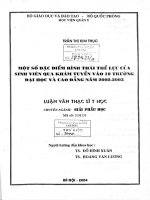 Một số đặc điểm hình thái thể lực của sinh viên qua khám tuyển vào 10 trường đại học và cao đẳng năm 2002 2003 