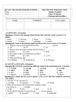 Tải Đề kiểm tra 1 tiết lớp 7 môn tiếng Anh trường THCS Võ Bẫm, Quảng Ngãi năm học 2017-2018 có đáp án (lần 2) - Đề kiểm tra 45 lớp 7 môn tiếng Anh