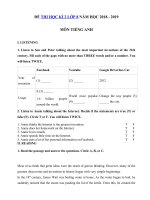 Tải Đề thi học kì 2 lớp 8 môn Tiếng Anh có file nghe năm học 2018 - 2019 số 2 - Đề thi cuối kì 2 môn Tiếng Anh lớp 8 có đáp án