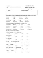 Tải Bài Kiểm tra số 1 môn tiếng Anh lớp 6 - Đề kiểm tra môn tiếng Anh lớp 6 có đáp án