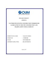 Factors influencing construction workers job satisfaction in the THT construction and trading joint stock company 
