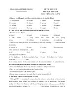 Tải Đề thi học kỳ 1 môn tiếng Anh lớp 8 huyện Triệu Phong, Quảng Trị năm học 2015 - 2016 - Đề kiểm tra học kỳ 1 môn tiếng Anh lớp 8 có đáp án