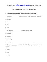Tải Đề kiểm tra tiếng Anh 8 Unit 4 Our customs and traditions - Bài tập Unit 4 lớp 8 Our customs and traditions có đáp án
