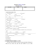 Tải Đề kiểm tra 1 tiết môn Tiếng Anh lớp 7 unit 9 - Đề kiểm tra 45 phút học kì 2 môn Tiếng Anh lớp 7