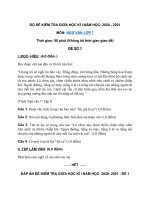 Tải Bộ đề thi giữa học kì 1 lớp 7 môn Văn năm học 2020 - 2021 - Bộ đề kiểm tra giữa kì 1 Văn 7 có đáp án