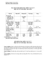 De kiem tra hoc ki 2 mon Vat ly 7