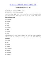 Tải Đề thi thử vào lớp 10 môn tiếng Anh năm 2021 có đáp án - Đề tuyển sinh vào lớp 10 môn Anh có đáp án