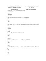 Tải Đề kiểm tra trắc nghiệm môn tiếng Anh lớp 10 trường THPT Nam Sách II tỉnh Hải Dương - Đề thi tiếng Anh lớp 10 có đáp án