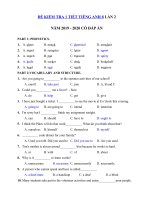 Tải Đề kiểm tra 1 tiết lần 2 môn tiếng Anh lớp 8 năm 2019 - 2020 - Đề kiểm tra tiếng Anh 8 mới có đáp án