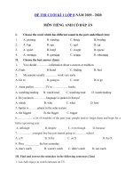 Tải Đề thi học kì 1 tiếng Anh lớp 8 chương trình mới - Đề kiểm tra tiếng Anh lớp 8 có đáp án