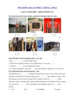 Tải Đề kiểm tra 1 tiết tiếng Anh lớp 6 lần 2 năm 2019 - 2020 (Đề số 2) - Đề kiểm tra tiếng Anh 6 mới có đáp án