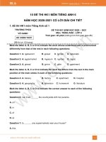 Đề thi HK1 môn Tiếng Anh lớp 6 năm 2020 có đáp án