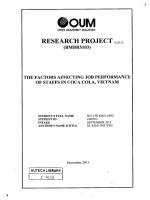 The factors affecting job performance of staffs in coca cola viet nam 