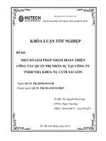 Một số giải pháp nhằm hoàn thiện công tác quản trị nhân sự tại công ty TNHH nha khoa nụ cười sài gòn 