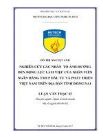 Nghiên cứu các nhân tố ảnh hưởng đến động lực làm việc của nhân viên ngân hàng TMCP đầu tư và phát triển việt nam trên địa bàn tỉnh đồng nai 