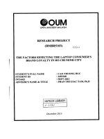 The factors effecting the laptop consumers brand loyalty in ho chi minh city 