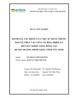 Đánh giá tác động của việc sử dụng thuốc bảo vệ thực vật lên cây hoa thiên lý đến sức khỏe cộng đồng tại huyện dương minh châu tỉnh tây ninh 