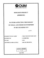 The factors affecting the budget of small and medium enterprise in ho chi minh city 