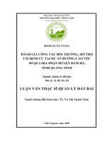 Đánh giá công tác bồi thường, hỗ trợ tái định cư tại dự án đường cao tốc đi qua địa phận huyện đầm hà, tỉnh quảng ninh 