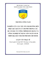 Nghiên cứu các yếu tố ảnh hưởng đến hiệu quả quản lý chi phí trong các dự án đầu tư công trình dân dụng và công nghiệp sử dụng vốn ngân sách trên địa bàn thành phố hồ chí minh 