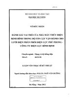 Đánh giá vai trò của nhà máy thủy điện định bình trong độ tin cậy vận hành cho lưới điện phân phối điện lực phú phong công ty điện lực bình định 