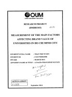 Measurement of the main factors affecting brand value of universities in ho chi minh city 