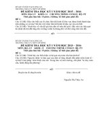 Đề Kiểm tra 15 phút Địa Lý lớp 11 HK I Năm học 2015-2016