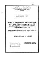 Nâng cao vị trí các doanh nghiệp dệt may việt nam trong chuổi giá trị dệt may xuật khẩu sang thị trường hoa kỳ 