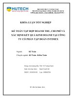 Kế toán tập hợp doanh thu chi phí và xác dịnh kết quả kinh doanh tại công ty cổ phần tập đoàn INTIMEX 