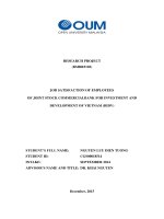 Job satisfaction of employees of joint stock commercialbank for investment and development of viet nam BIDV 