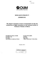 The impact of human resource management on the job satisfaction of flight attendants in the international airline of vietnam vietnam airlines 