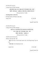 Đề Kiểm tra 15 phút Thể dục lớp 12 Năm học 2015-2016