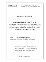 Giải pháp nâng cao hiệu quả huy động vốn tại chi nhánh ngân hàng nông nghiệp và phát triển nông thôn gò công tây tiền giang 