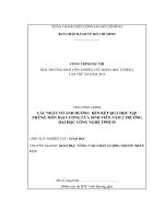 Các nhân tố ảnh hưởng đến kết quả học tập những môn đại cương của sinh viên năm 2 trường đại học công nghệ TP HCM 