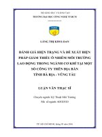 Đánh giá hiện trạng và đề xuất biện pháp giảm thiểu ô nhiễm môi trường lao động trong ngành cơ khí tại một số công ty trên địa bàn tỉnh bà rịa vũng tàu 