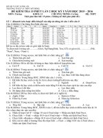 Đề Kiểm tra 15 phút môn Tin học lớp 12 lần 2 HK I Năm học 2015-2016