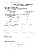 De KT cuoi ky 2 mon Toanlop 2 nam hoc 20132014