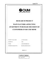 Main factors affecting apartment purchase decision of customers in ho chi minh 