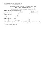 Đề Kiểm tra 45 phút Đại Số lớp 7 lần 1 HK I năm học 2015-2016