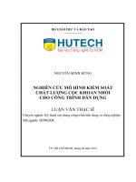 Nghiên cứu mô hình kiểm soát chất lượng cọc khoan nhồi cho công trình dân dụng 
