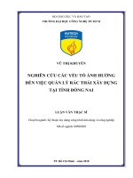 Nghiên cứu các yếu tố ảnh hưởng đến viêc quản lý rác thải xây dựng tại tỉnh đồng nai 