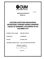 Factors affecting behavioral intentions toward mobile banking usage of banking customers in ho chi minh city 